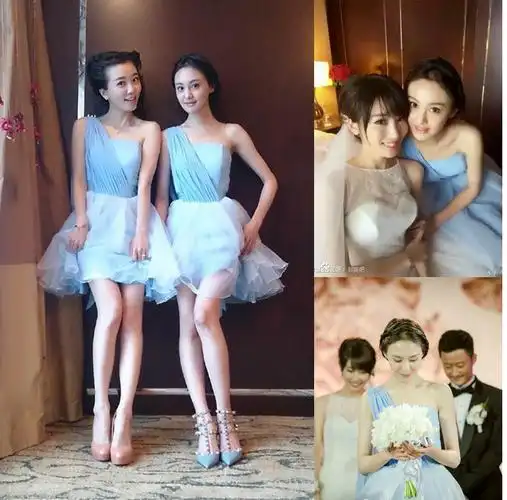 热销白色伴娘服短款_2018新款春季新娘订婚礼服 谢楠伴娘团礼服同款