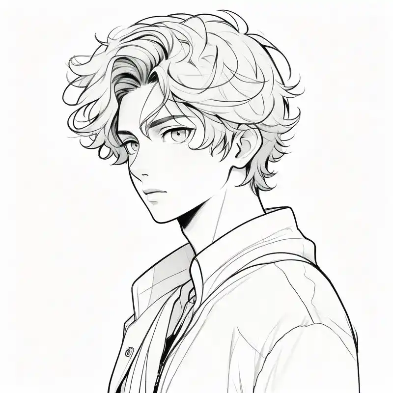 男生黑白线稿头像,简洁又高级90