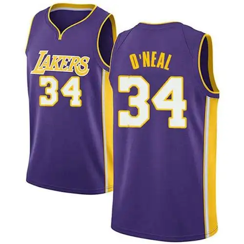 湖人队34号奥尼尔 复古版网眼刺绣篮球球衣 黄色 m【图片 价格 品牌