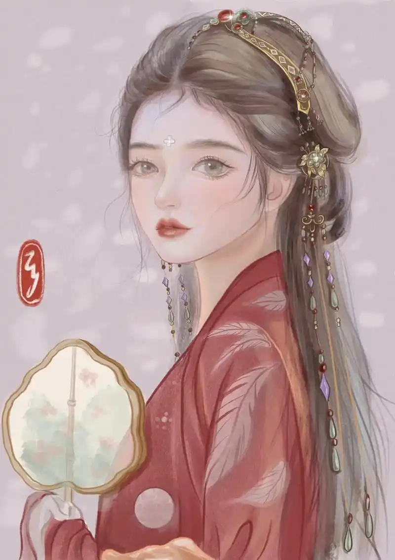 碎片时间画一个#古风女子#procreate绘画 #人物插画 - 抖音