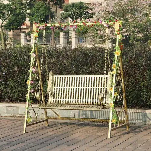 苏宁放心购白色双人秋千吊篮吊椅铁艺户外秋千室内家用户外庭院花园