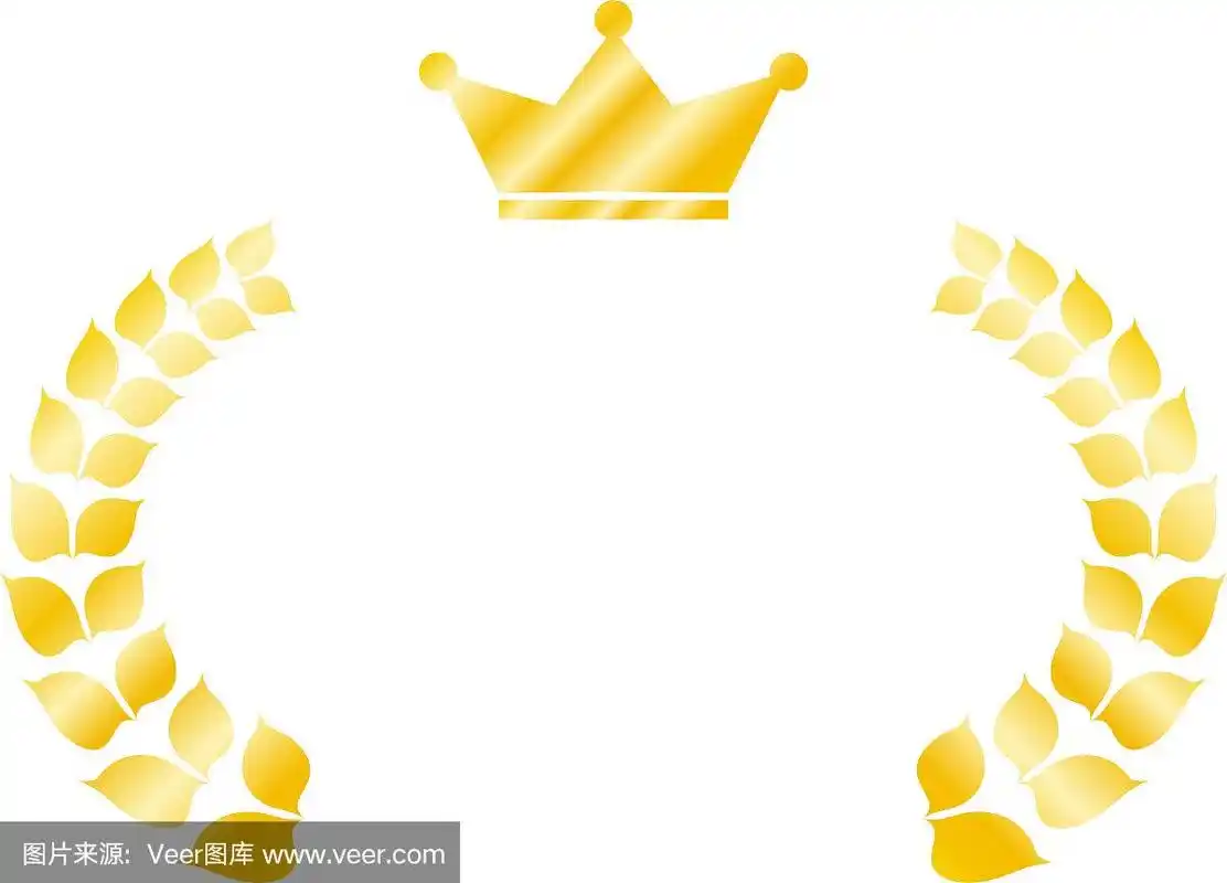 宽圆形框架的黄金月桂和皇冠