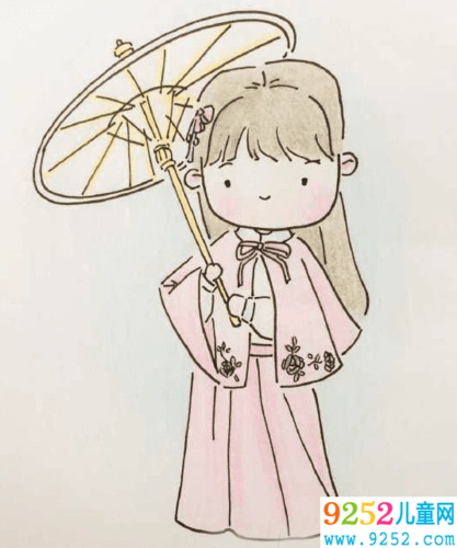 汉服小姑娘q版简笔画 小女孩简笔画