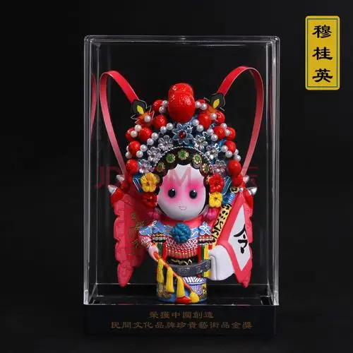 东方工意京剧脸谱装饰摆件卡通q版立体人物创意中国风纪念礼品 穆桂英