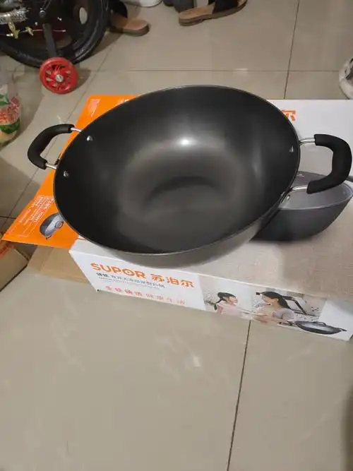苏泊尔炒锅36cm铁锅双耳深型铸铁锅无涂层生铁炒菜锅炖菜锅 燃气煤气