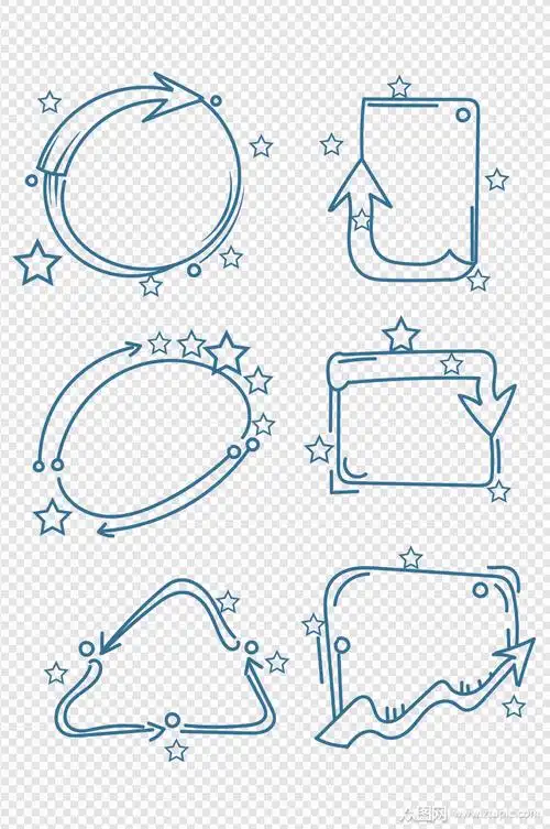 卡通手绘涂鸦线条边框标题框文本框免扣素材模板下载-编号2113404-众