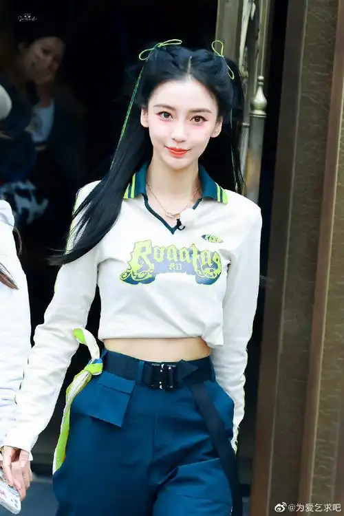 angelababy额前编发##angelababy双马尾侧拍花絮#98杨颖超元气运动