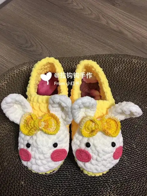 钩针兔子拖鞋兔子图解