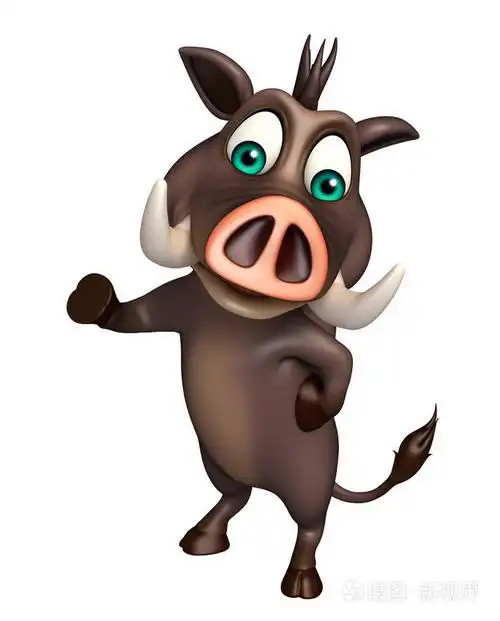 可爱的野猪滑稽的卡通人物照片-正版商用图片1n0eeo-摄图新视界