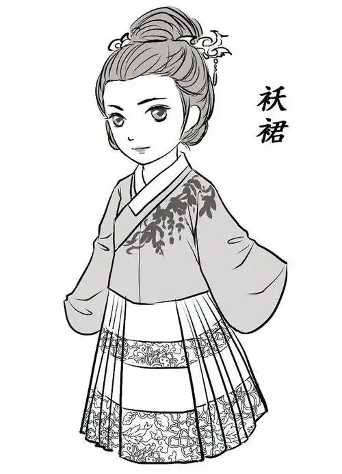 袄裙是指上衣在裙子之外的的襦裙,它是明朝女子着装