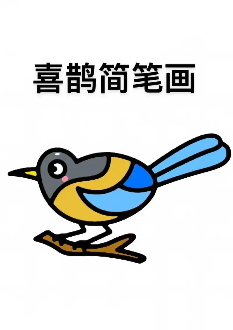 喜鹊简笔画教程来啦,步骤详细,简单易学#简笔画#儿童简笔画# - 抖音
