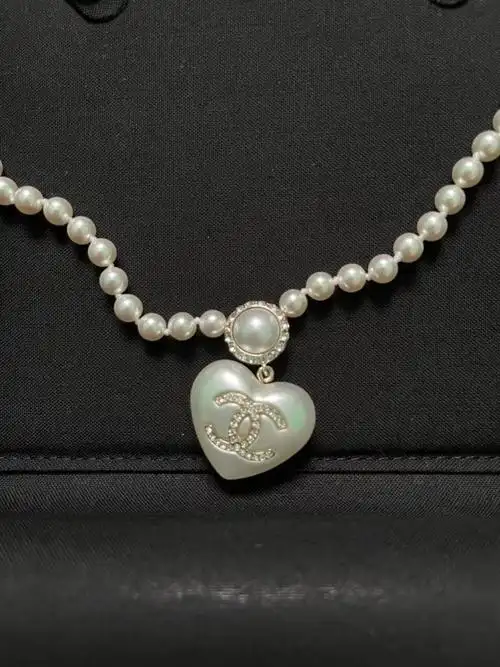 正品中检chanel香奈儿女项链爱心珍珠项链