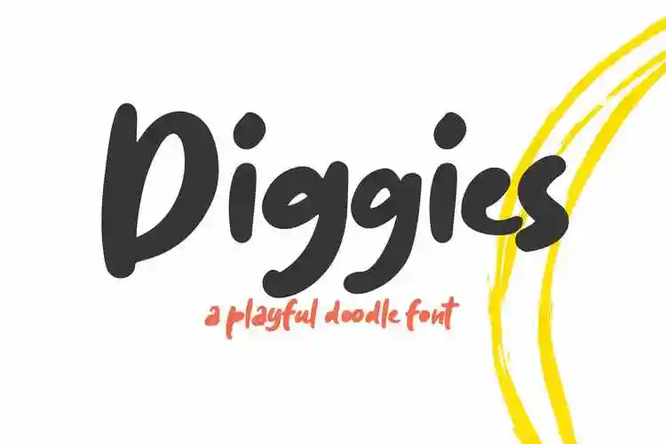 涂鸦风格装饰字体设计英文书法字体 diggies – a playful font –