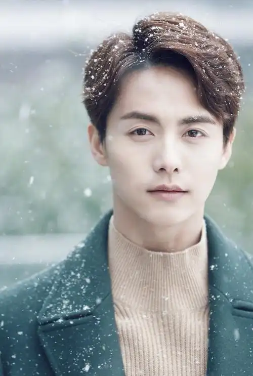 马天宇雪地拍摄写真一身西装低调而富有质感眼神忧郁而动人