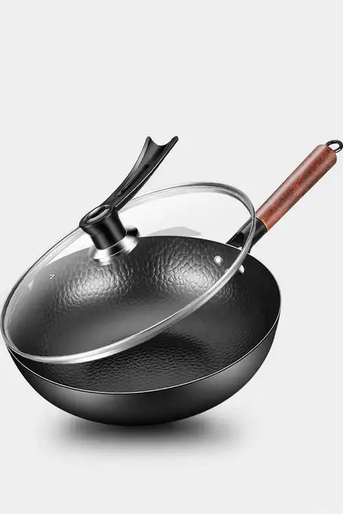 铁锅正品炒锅手工锻打不沾铁锅无涂层电磁炉炒菜平底锅通用