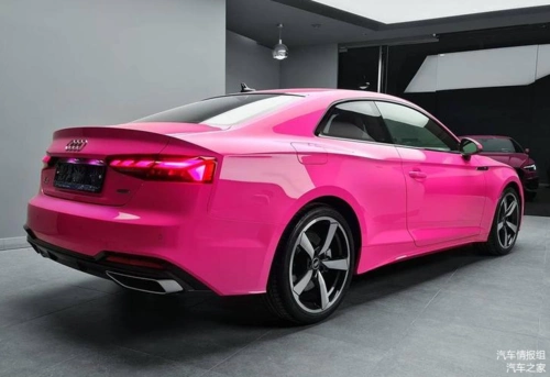 粉色新款奥迪a5coupe海外实拍涂装太骚气