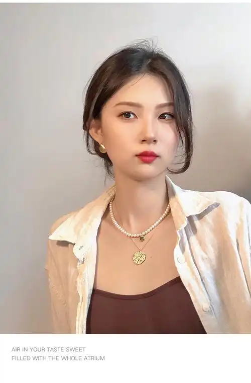 白百何同款生辰石珍珠项链女小众设计叠戴锁骨链吊坠七夕 11月黄水晶