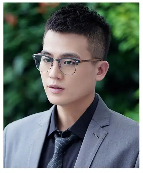 桃伊悠 欧豪同款眼镜近视男潮可配度数陌生的恋人木纹半框复古眼睛