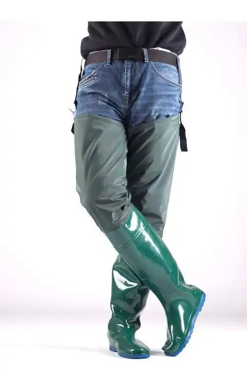 晋彪男女软底水田袜高过膝下田鞋系带搭扣长雨靴抓捕鱼雨鞋涉水雨靴