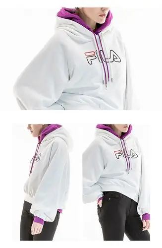 斐乐女装女式卫衣春季女款大logo灯笼袖针织连帽套头运动卫衣