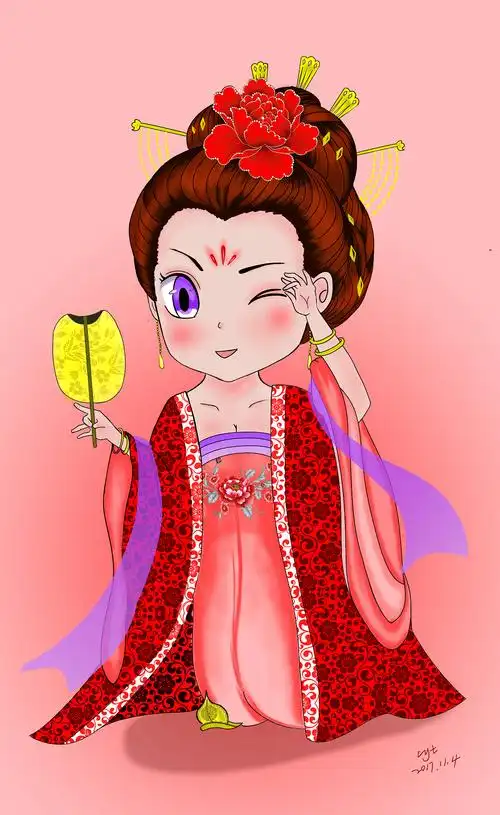 门神插画 杨贵妃q版