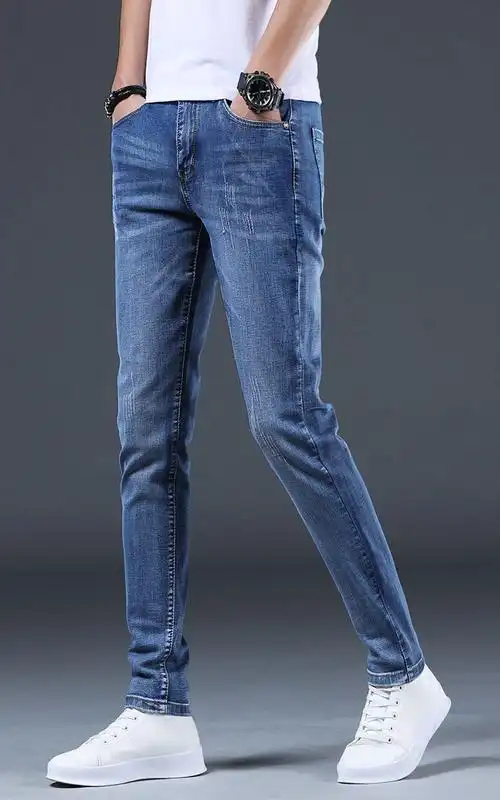 男士弹力修身小脚青年韩版休闲百搭长裤子男潮牌蓝色198927码腰围2尺