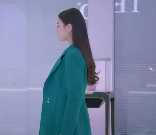 2119# 秋冬女装大衣克拉恋人高雯叶琪明星同款绿色羊毛呢外套女