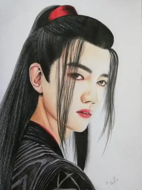 开学献礼,彩铅肖战魏无羡啊,终于画完了好快乐