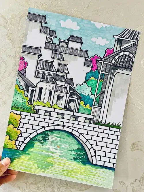 创意线描丨江南小镇