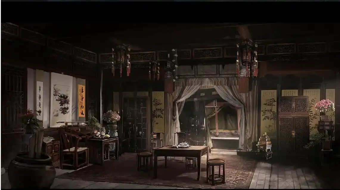 放个国风室内场景#场景原画 #概念场景 #古风 #古风场景 - 抖音