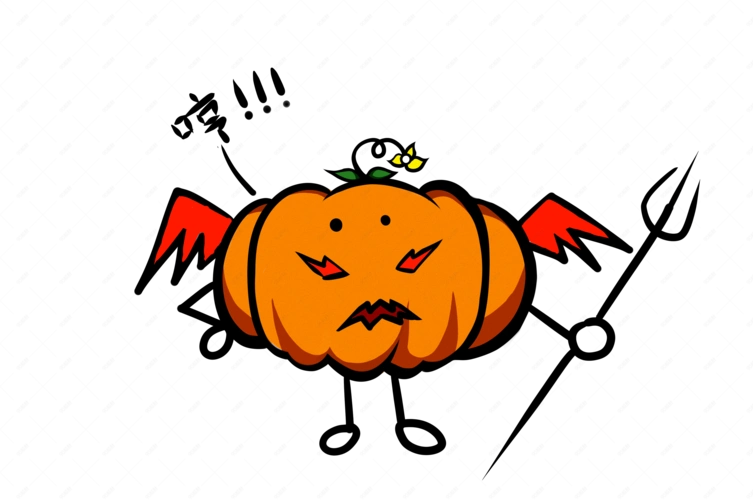 万圣节小恶魔q版南瓜头小恶魔免抠png翅膀小花