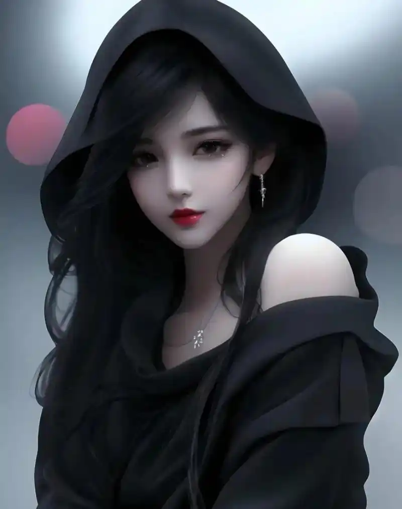 女生头像,酷酷的黑衣,冷冷的表情