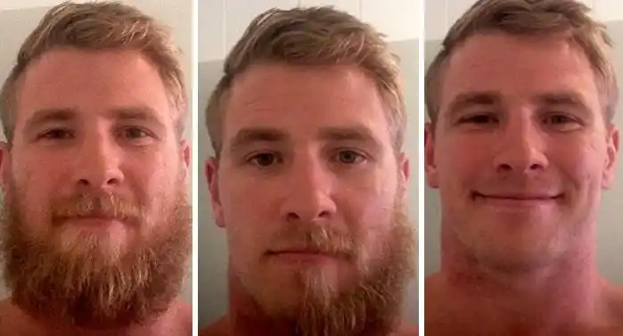 剃胡子前和之后.这真的是一个人吗?