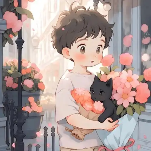 甜心捧花动漫情侣头像