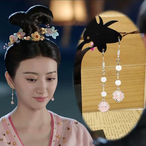 火王之破晓之战同款耳环景甜古装s925银耳钩无耳洞耳夹汉服耳饰女