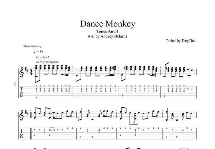 dance monkey曲谱图片