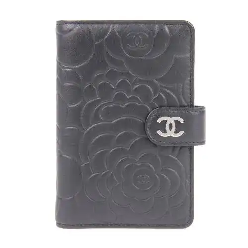 【chanel香奈儿 钱包】chanel(香奈儿) 黑色山茶花皮质中款钱夹【正品