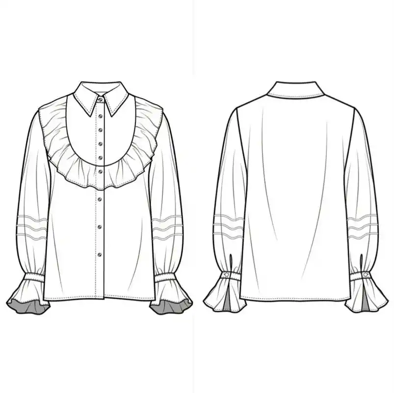 服装设计款式图正背面ai绘制 衬衫款式图合集26615