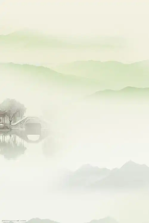 关键词:古风山水主题海报 古风 清新 简约 文艺 山水 水墨 山峰 底纹