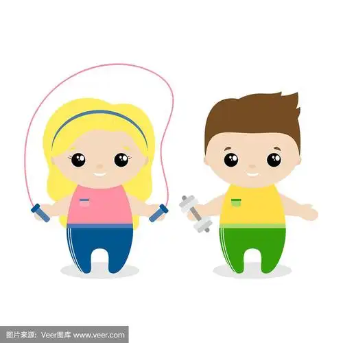 男孩和女孩运动员卡通风格.一套可爱的卡通儿童在专业.矢量图