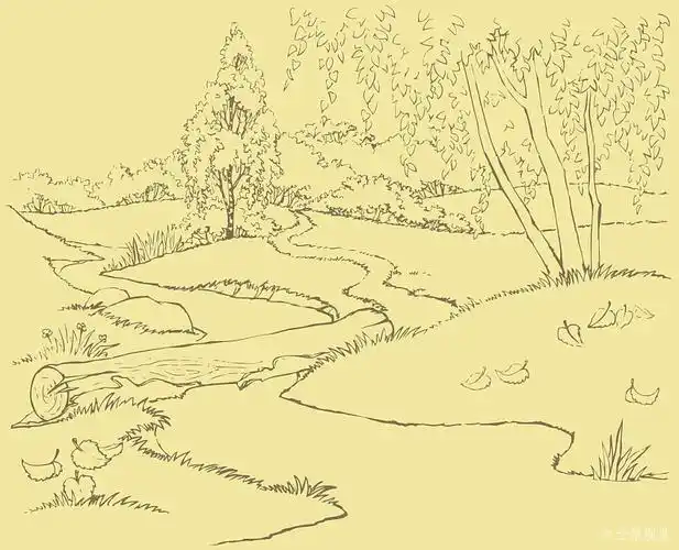 矢量_小路_河流_秋日树林_登录_高清图片_全景视觉