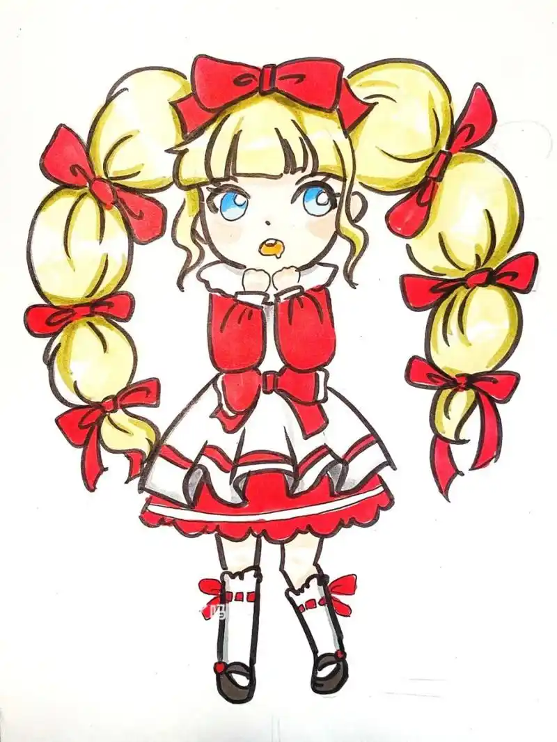 动漫女生 #卡通画# #马克笔# #动漫人物# #q版# #q版人物# #q版动漫女