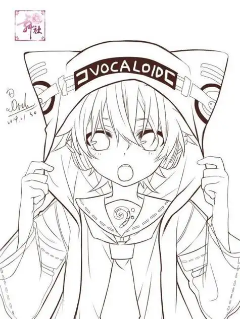 二次元少男少女简笔画