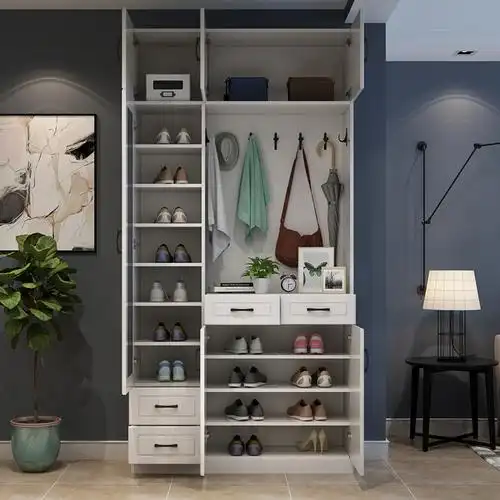 鞋柜家用门口大容量储物柜现代简约门厅衣帽架一体多功能鞋柜