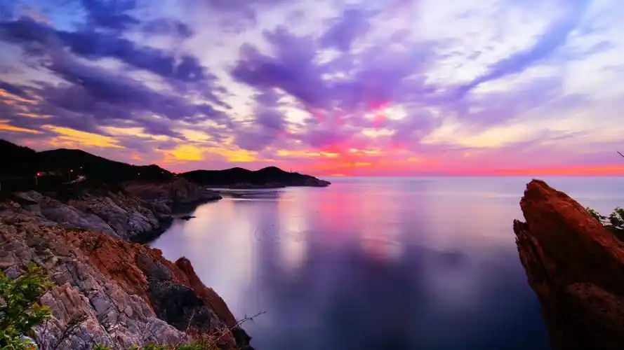 山东威海猫头山晚霞风景,高清图片,电脑桌面-壁纸族