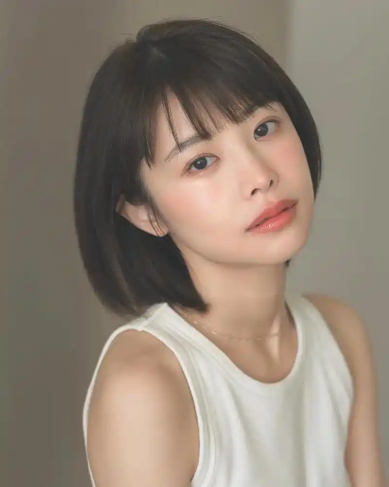 甜美妹妹头.2023爆款高级减龄一刀切齐肩锁骨发超显脸小 # - 抖音