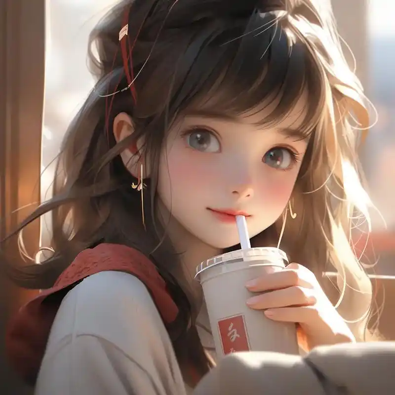 奶茶好好喝,愉快每一天#ai绘画 #优质头 - 抖音