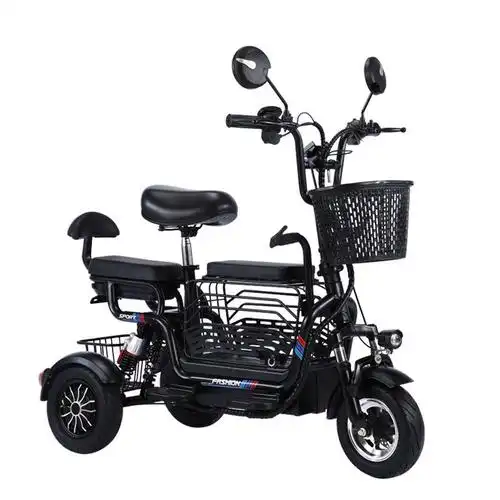 久同款亲子三座小型电动三轮车带娃成人男女电动车锂电电瓶车休闲轻便