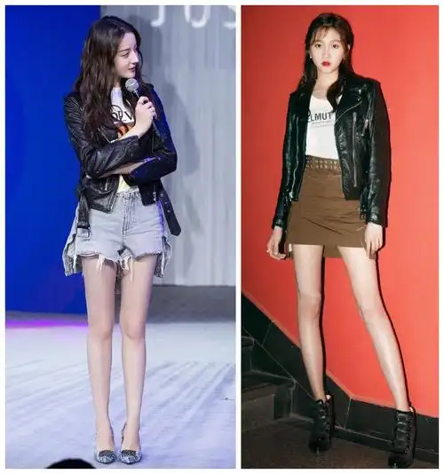 当关晓彤撞上迪丽热巴两人同穿皮衣一个俏皮甜美一个却很妩媚