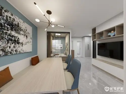 63㎡两居改三居简约风装修效果图